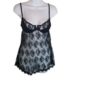 Vtg y2k victorias Secret Very Sexy black lace chemise